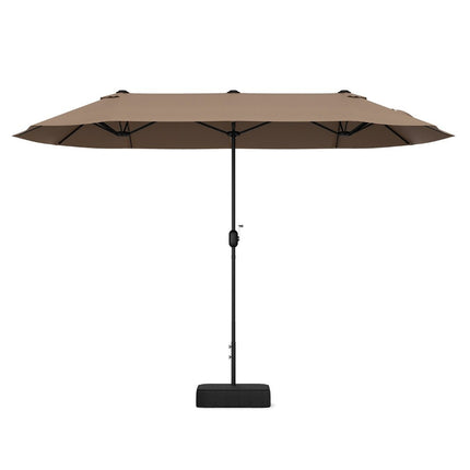 Dvojitý slunečník se stojanem 400 x 200 cm velký XXL hnědá