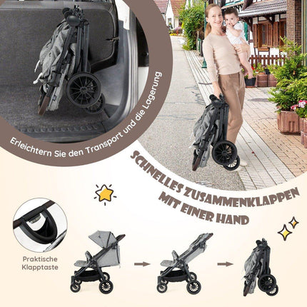 Double stroller sibling stroller with individual tilt 105 x 78.5 x 106 cm gray