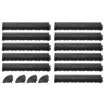Drainage Mat Transition Edge Kit, 11-Piece PP, Black