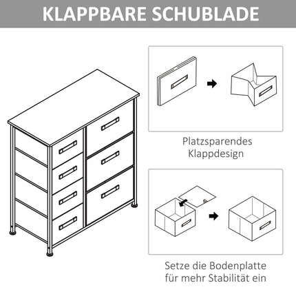 Úsporná šedá úložná skříň se 7 skládacími zásuvkami