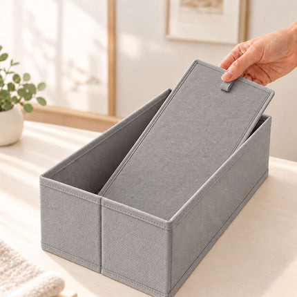 Drawer Organiser 8-Piece Set with Divider Boxes, Light Grey, Non-Woven Fabric