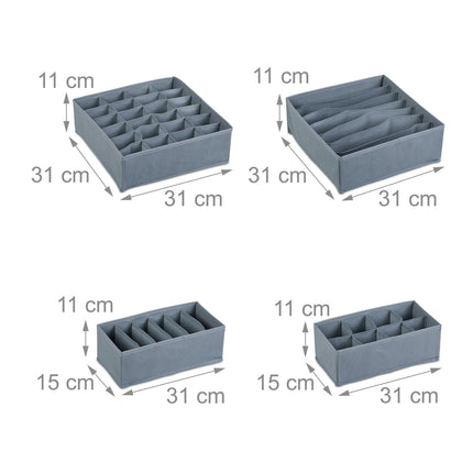 Sada organizérů do zásuvky – 4 látkové úložné boxy