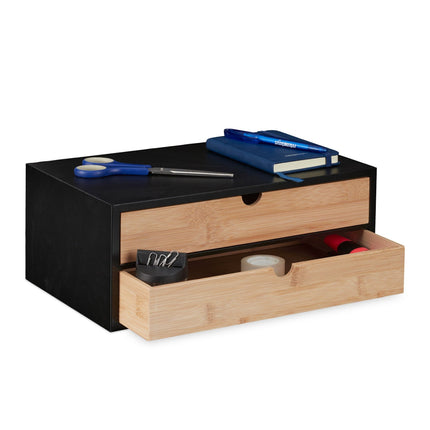 Box se zásuvkami z bambusu & MDF 2 přihrádky