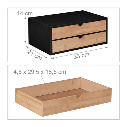 Box se zásuvkami z bambusu & MDF 2 přihrádky