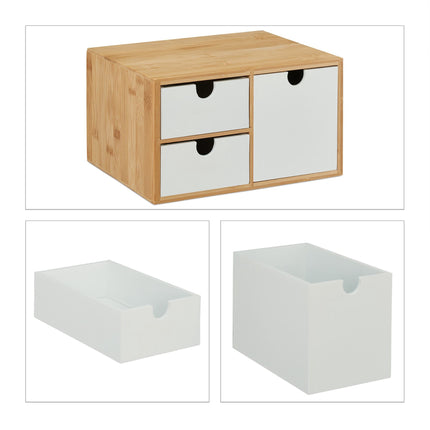 Drawer box in bamboo &amp; MDF 3 compartments