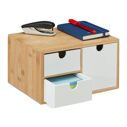 Drawer box in bamboo &amp; MDF 3 compartments