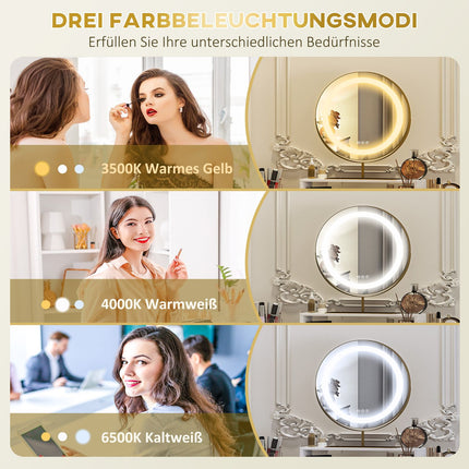 Toaletní stolek s LED zrcadlem a úložnými zásuvkami, bílý