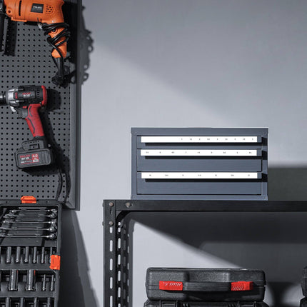 Drill Bit Dispenser Cabinet, 3-Drawer Steel 1–13mm