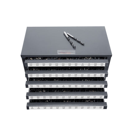 Drill Bit Dispenser Cabinet, 5-Drawer Steel, 60 Slots