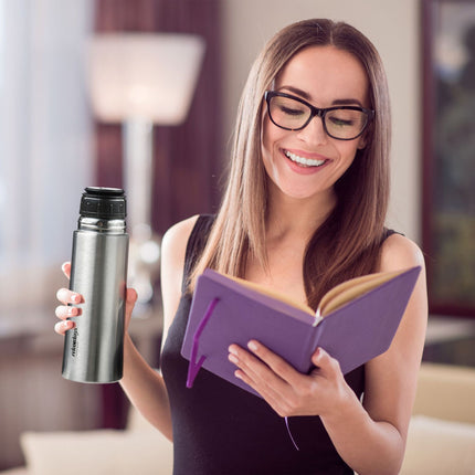 Nerezová lahev na pití 400 ml s kelímkem
