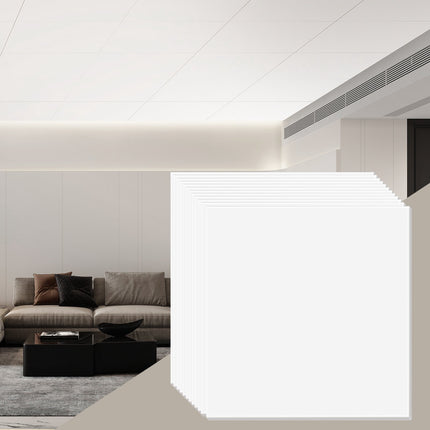 Drop Ceiling Tiles 24 x 24 in, 12 Pack, PVC Foam, Smooth White