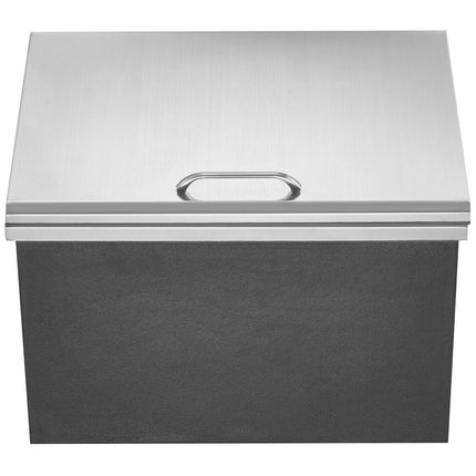 Drop-In Ice Chest, 47 Qt Stainless Steel, Hinged Lid, Drain