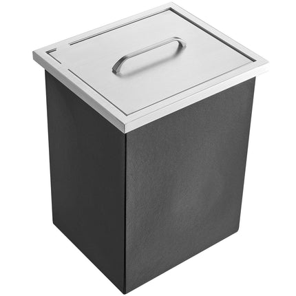Drop-In Stainless Steel Ice Bin, 26.7 Qt, Lid, Drain