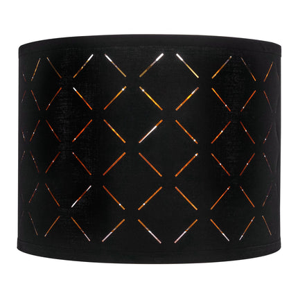 Drum Lamp Shade Set With Harp, 13x13x10 in, Black Gold
