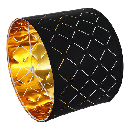 Drum Lamp Shade Set With Harp, 13x13x10 in, Black Gold