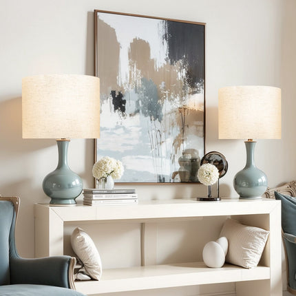 Drum Lamp Shade Set of 2, 16 x 16 x 12 in Linen