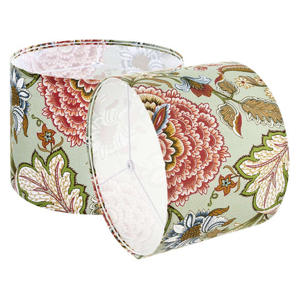 Drum Lamp Shades Set of 2, 13x13x10 Linen, Dark Floral