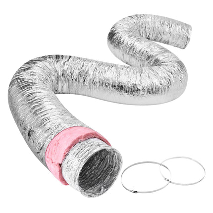 Dryer Vent Hose, 10 In x 25 Ft Insulated Duct, 2 Clamps