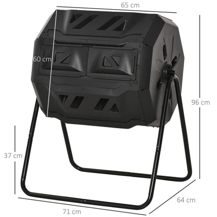 Dvoukomorový kompostér, 160L, ocel a plast
