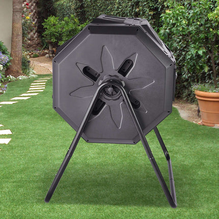 Dual Chamber Compost Tumbler Bin, 43 Gallon, Steel Frame