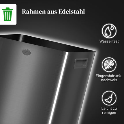 Dual Compartment 40L Stainless Steel Pedal Bin