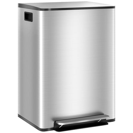 Dvoukomorový nerezový kuchyňský koš 60L
