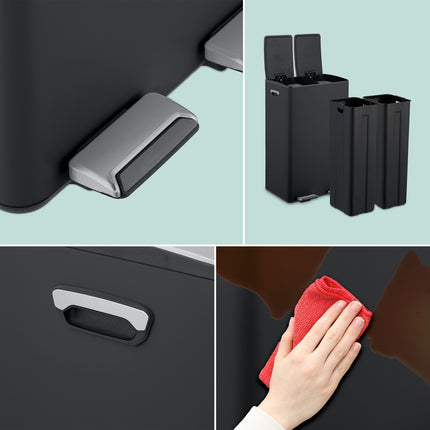Dvoukomorový pedálový koš, objem 2x 30L