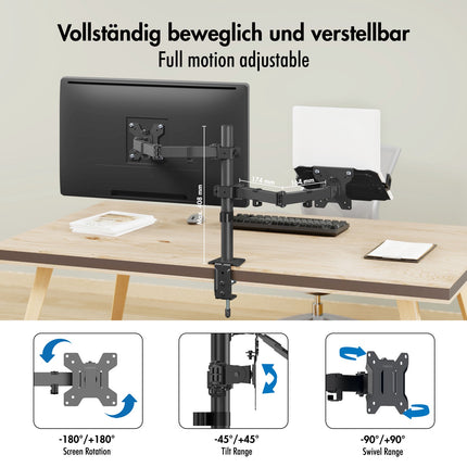 Stojan na dva monitory a notebook, obrazovka 17-32", notebook 12-17"