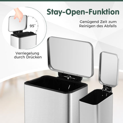 Sada odpadkových košů 40L a 6L, nerez, soft-close