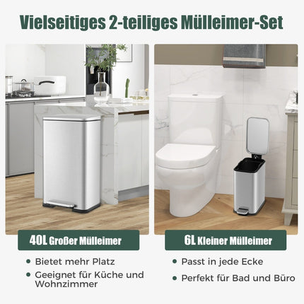 Sada odpadkových košů 40L a 6L, nerez, soft-close