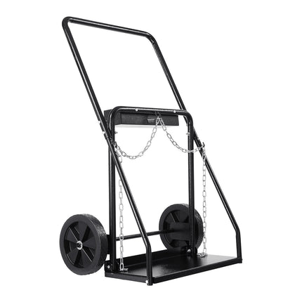 Dual Welding Cylinder Cart, 440 Lb, 10 In Wheels, Safety Chains