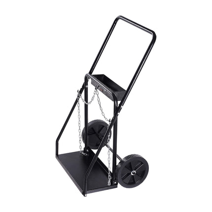 Dual Welding Cylinder Cart, 440 Lb, 10 In Wheels, Safety Chains