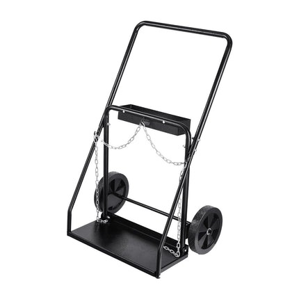 Dual Welding Cylinder Cart, 440 Lb, 10 In Wheels, Safety Chains