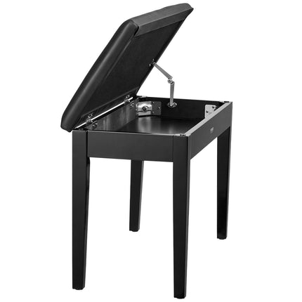 Duet Piano Bench With Storage, Padded Seat, Wood