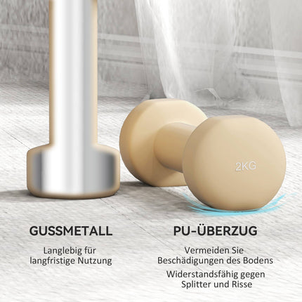 Hantel-Set mit Koffer – 4 Paar: 0,5 kg bis 2 kg