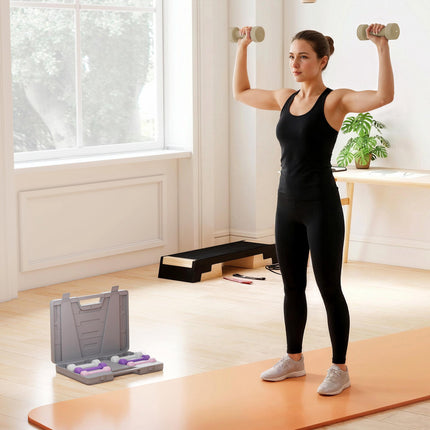 Hantel-Set mit Koffer – 4 Paar: 0,5 kg bis 2 kg