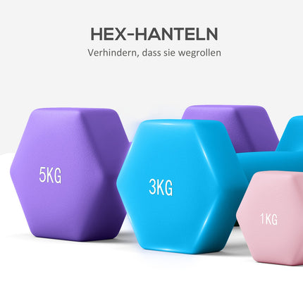 Sada činek se stojanem – 6 závaží: 2x1kg, 2x3kg, 2x5kg