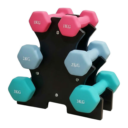 Sada činek se stojanem, 1–3 kg, protiskluzový PVC povrch