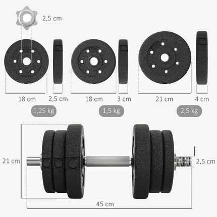 Sada činek 25KG s kotouči pro domácí posilovnu, ocel a koženka, černá