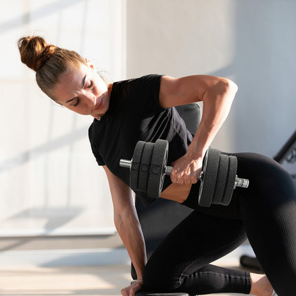 Sada činek 25KG s kotouči pro domácí posilovnu, ocel a koženka, černá