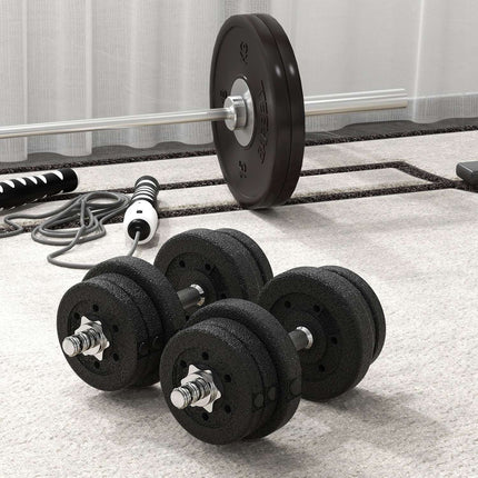 Sada činek 25KG s kotouči pro domácí posilovnu, ocel a koženka, černá