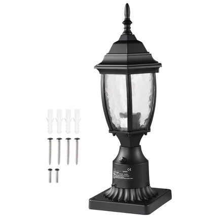 Dusk-to-Dawn Outdoor Post Light, 400 mm, Waterproof Glass Shade