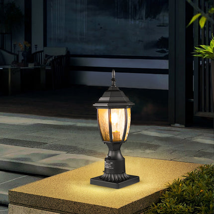 Dusk-to-Dawn Outdoor Post Light, 400 mm, Waterproof Glass Shade