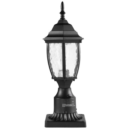 Dusk-to-Dawn Outdoor Post Light, 400 mm, Waterproof Glass Shade