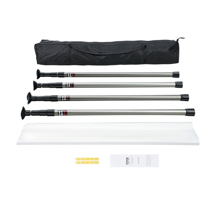 Dust Barrier Poles Kit, 4 Telescoping 10 Ft, Film