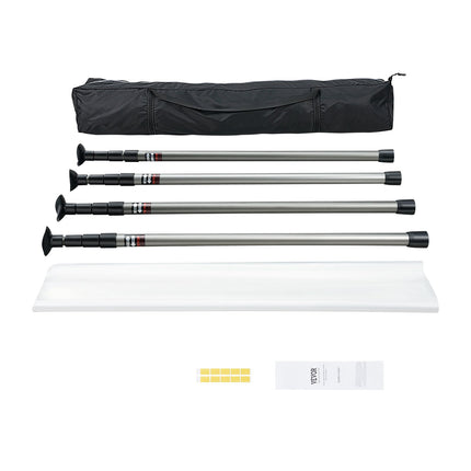 Dust Barrier Poles Kit, 4 Telescoping 10 Ft, Film
