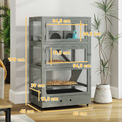 Dřevěná klec pro křečka zakrslého – 4 patra, domečky a příslušenství