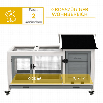 Dwarf rabbit cage, wooden, with tray and cover, indoor/outdoor