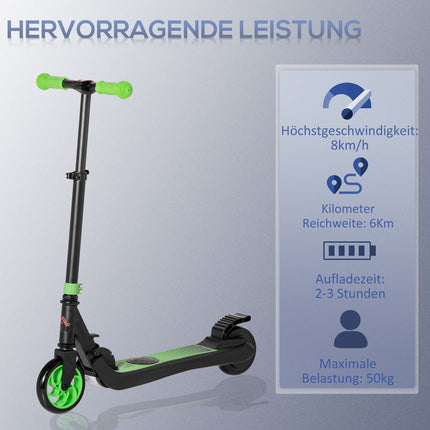 Elektrická koloběžka 120W motor, dojezd 6 km, max. 8 km/h, od 6 let, zelená+bílá