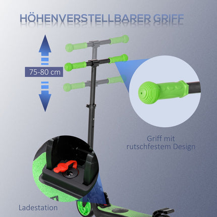 Elektrická koloběžka 120W motor, dojezd 6 km, max. 8 km/h, od 6 let, zelená+bílá